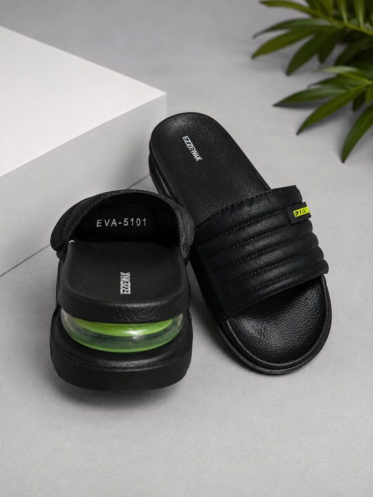ZappySole | Premium Black Comfort Slides | Soft&comfortable | Light Weight