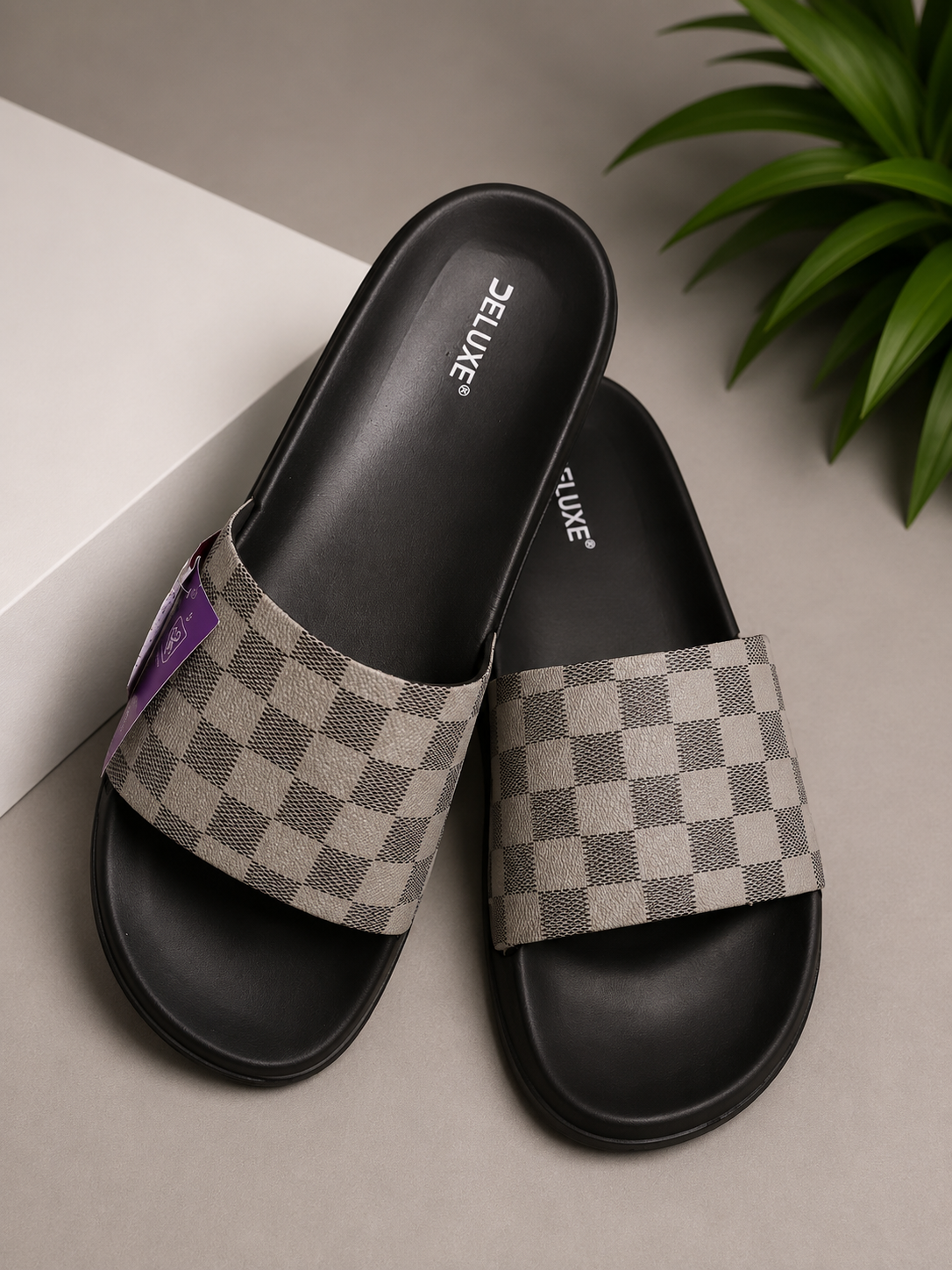 ZappySole | Checkered Luxe Comfort Slides | Premium Anti Slip & Supersoft Artical