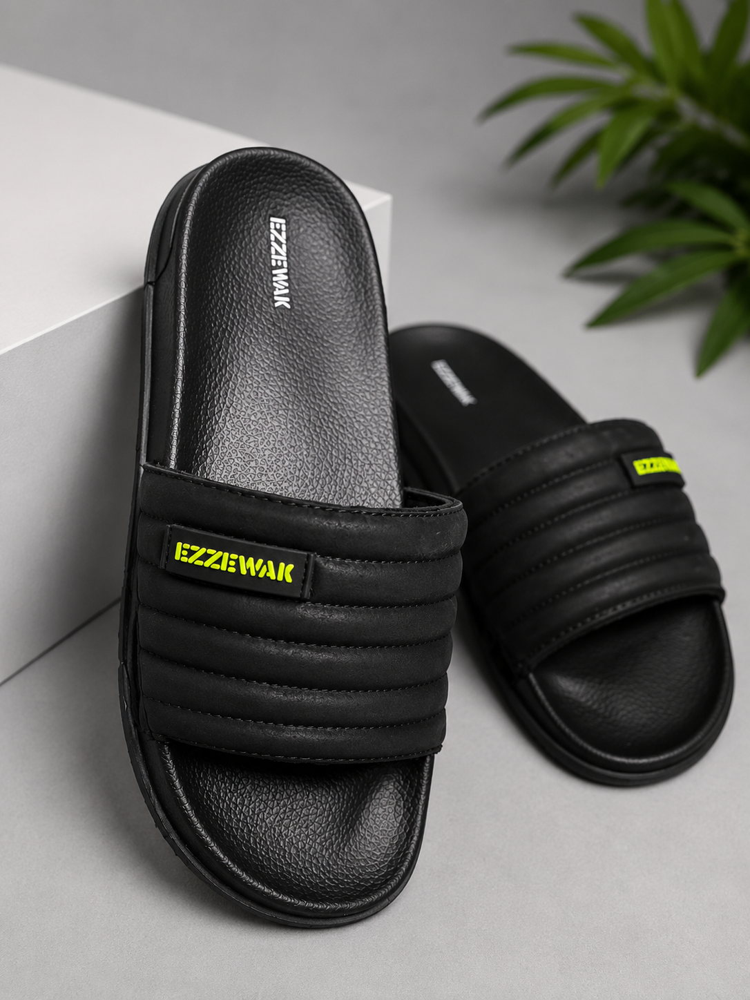 ZappySole | Premium Black Comfort Slides | Soft&comfortable | Light Weight