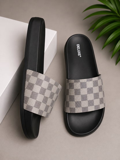 ZappySole | Checkered Luxe Comfort Slides | Premium Anti Slip & Supersoft Artical