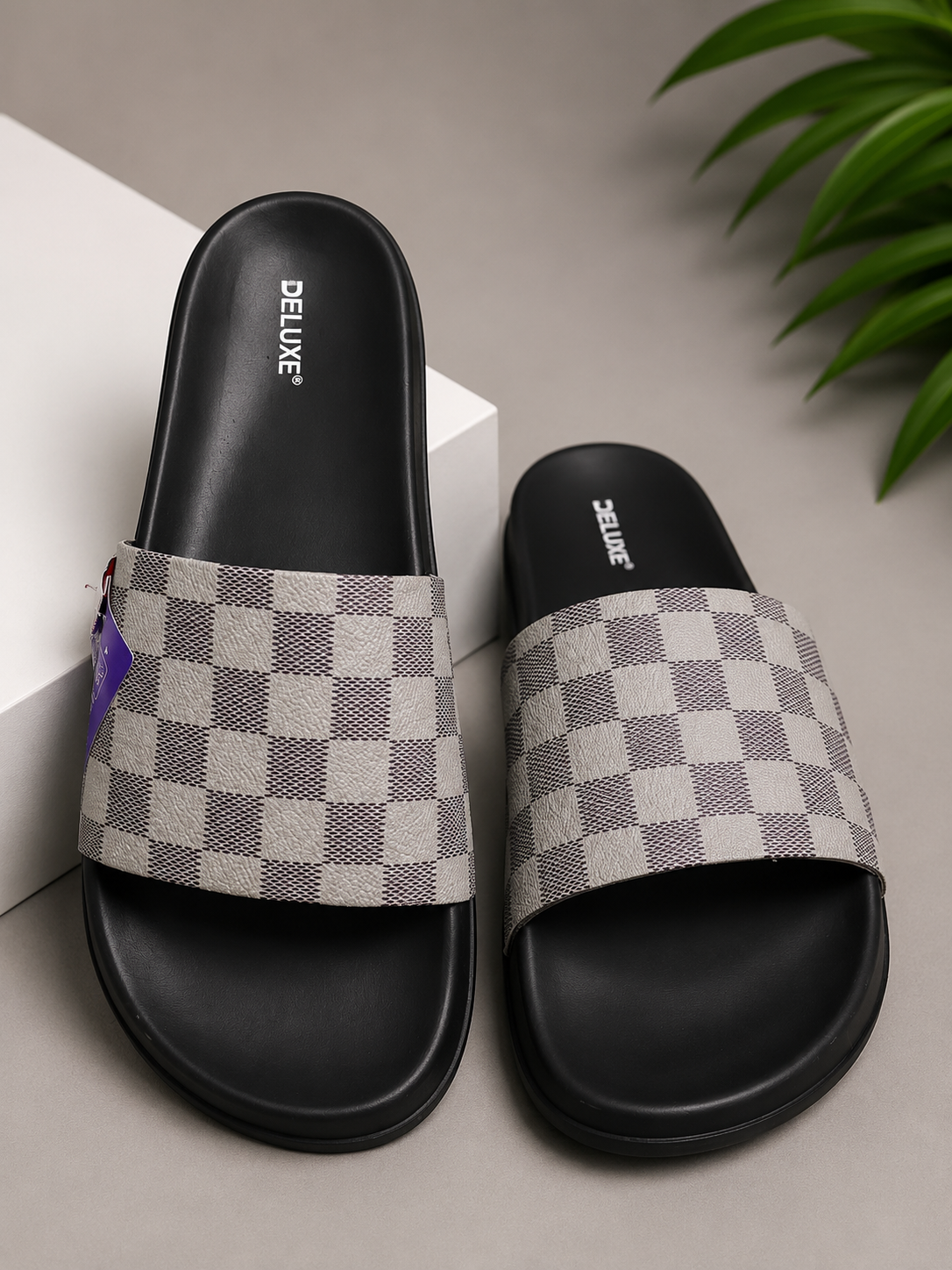 ZappySole | Checkered Luxe Comfort Slides | Premium Anti Slip & Supersoft Artical
