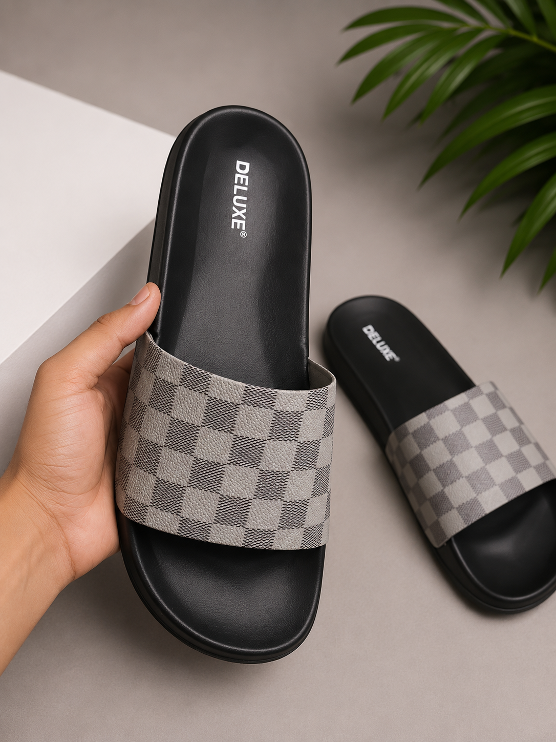 ZappySole | Checkered Luxe Comfort Slides | Premium Anti Slip & Supersoft Artical