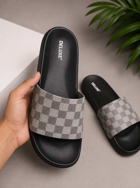 ZappySole | Checkered Luxe Comfort Slides | Premium Anti Slip & Supersoft Artical