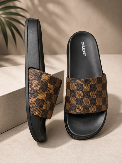 ZappySole | Deluxe Checkered Comfort Slides | Soft, Anti-Slip & Lightweight Slippers | Comfortable