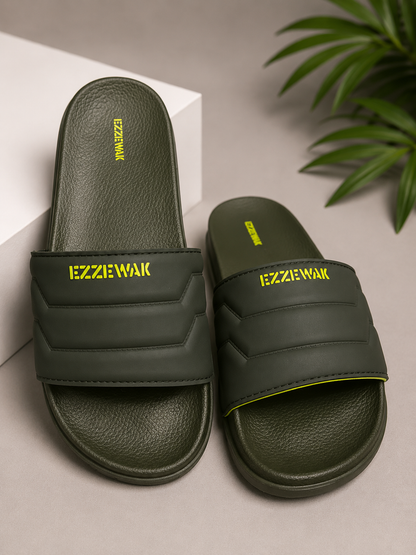 ZappySole | Men’s Olive Green Casual Slides | Soft&comfotable | Anti Slip Slides