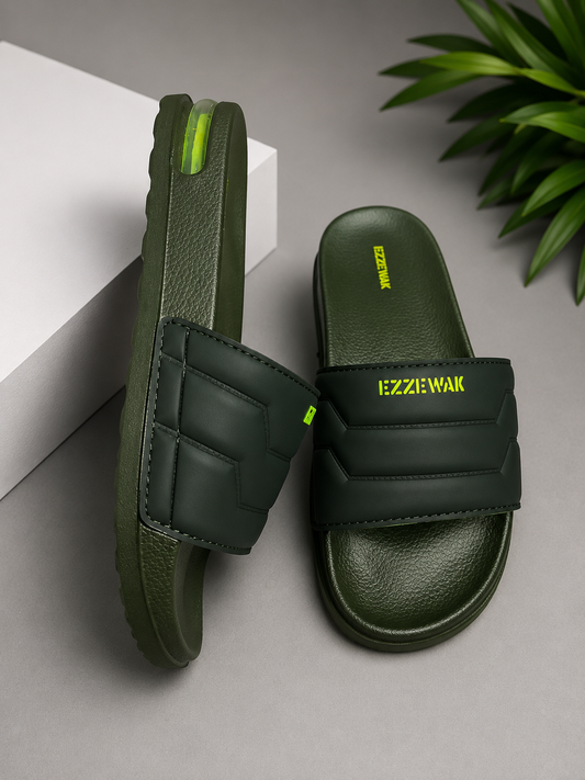 ZappySole | Men’s Olive Green Casual Slides | Soft&comfotable | Anti Slip Slides