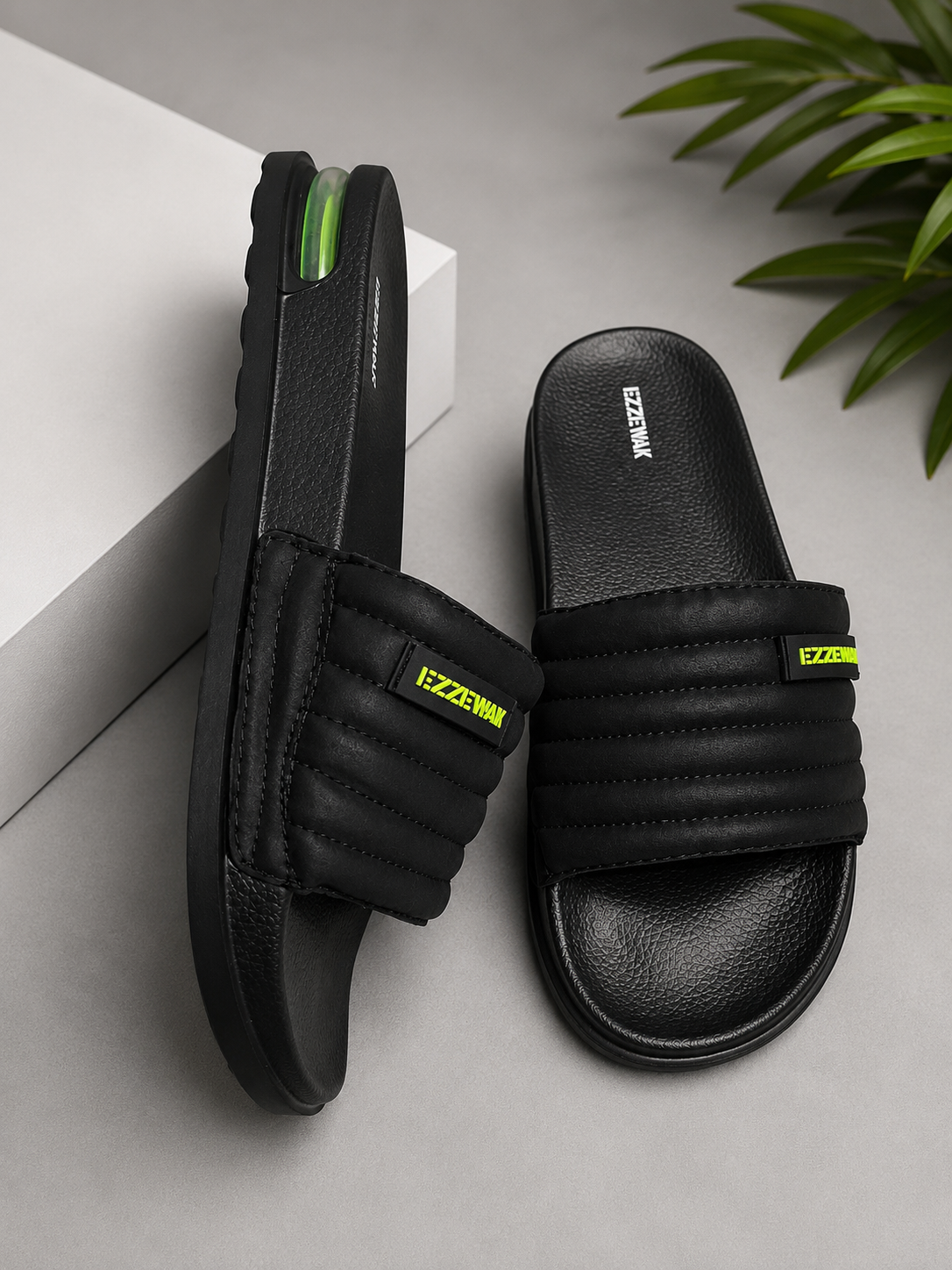 ZappySole | Premium Black Comfort Slides | Soft&comfortable | Light Weight