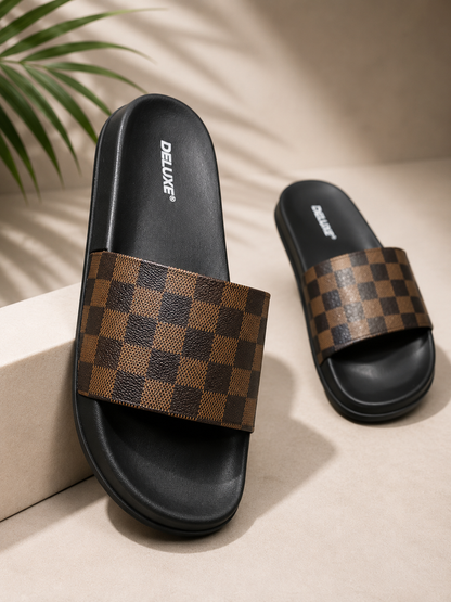 ZappySole | Deluxe Checkered Comfort Slides | Soft, Anti-Slip & Lightweight Slippers | Comfortable