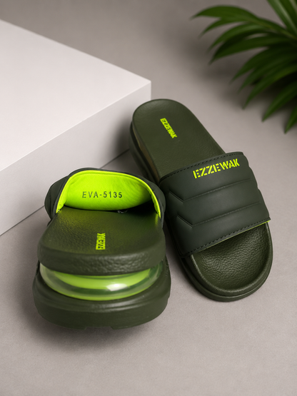 ZappySole | Men’s Olive Green Casual Slides | Soft&comfotable | Anti Slip Slides