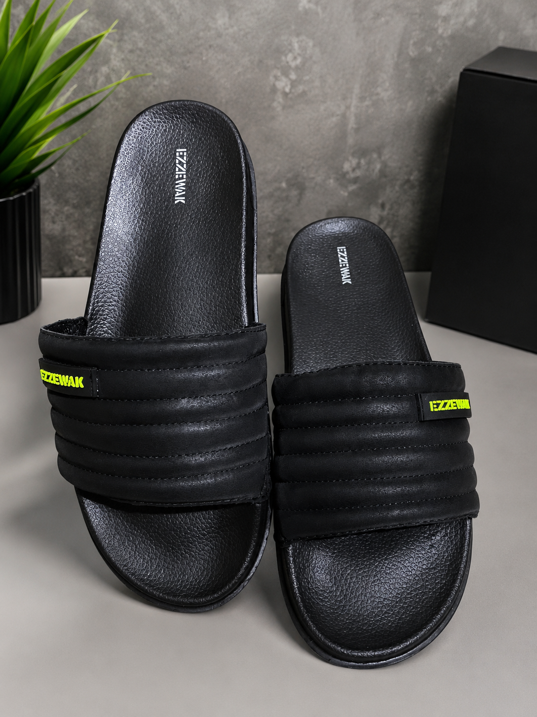 ZappySole | Premium Black Comfort Slides | Soft&comfortable | Light Weight